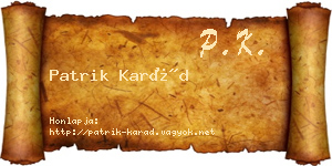 Patrik Karád névjegykártya